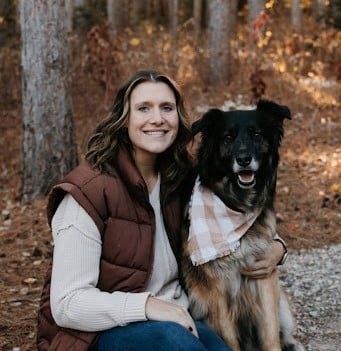 Crystal with her rescue dog, Buddy.